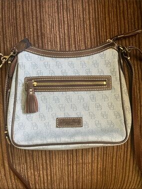 Light Blue convertible Crossbody Shoulder Bag with Brown Trim
